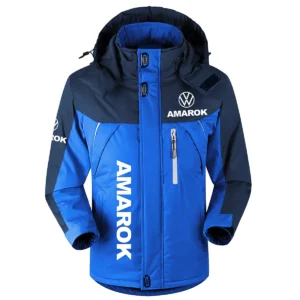 Amarok Exclusive Logo Outdoor Plush Charging Suit Waterproof Windproof Jacket Detachable Hood BLC21525A1AMK - Blue