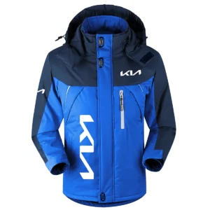 KIA Exclusive Logo Outdoor Plush Charging Suit Waterproof Windproof Jacket Detachable Hood BLC21525A1KIA - Blue