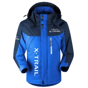 X-Trail Exclusive Logo Outdoor Plush Charging Suit Waterproof Windproof Jacket Detachable Hood BLC21525A1XTL - Blue