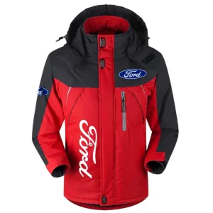 Ford Exclusive Logo Outdoor Plush Charging Suit Waterproof Windproof Jacket Detachable Hood BLC21525A1FRD1 - Red