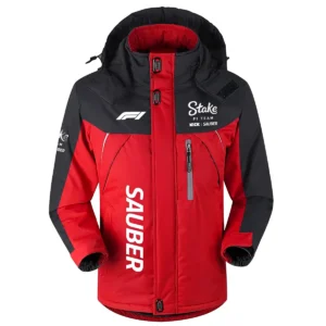 Kick Sauber F1 Team Exclusive Logo Outdoor Plush Charging Suit Waterproof Windproof Jacket Detachable Hood BLF130525A1KS - Red