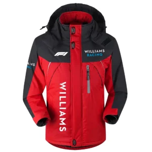 Williams F1 Team Exclusive Logo Outdoor Plush Charging Suit Waterproof Windproof Jacket Detachable Hood BLF130525A1WIL - Red
