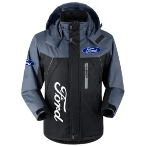 Ford Exclusive Logo Outdoor Plush Charging Suit Waterproof Windproof Jacket Detachable Hood BLC21525A1FRD1 - Black