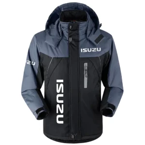 Isuzu Exclusive Logo Outdoor Plush Charging Suit Waterproof Windproof Jacket Detachable Hood BLC21525A1ISZ - Black