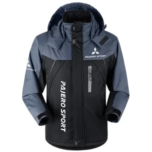 Pajero Sport Exclusive Logo Outdoor Plush Charging Suit Waterproof Windproof Jacket Detachable Hood BLC21525A1PJS - Black