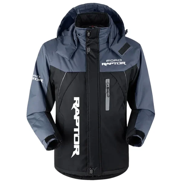 Raptor Exclusive Logo Outdoor Plush Charging Suit Waterproof Windproof Jacket Detachable Hood BLC21525A1RPT - Black