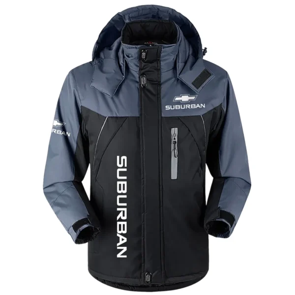 Suburban Exclusive Logo Outdoor Plush Charging Suit Waterproof Windproof Jacket Detachable Hood BLC21525A1SBB - Black