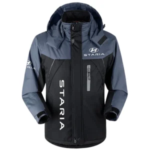 Staria Exclusive Logo Outdoor Plush Charging Suit Waterproof Windproof Jacket Detachable Hood BLC21525A1SRA - Black