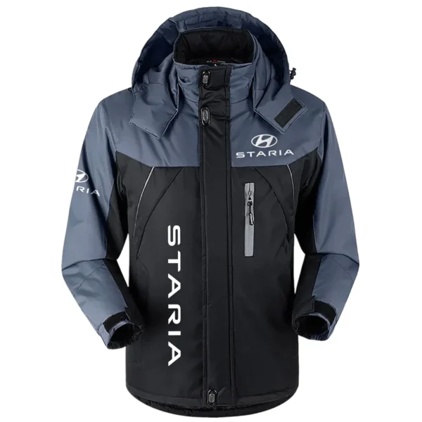 Staria Exclusive Logo Outdoor Plush Charging Suit Waterproof Windproof Jacket Detachable Hood BLC21525A1SRA - Black