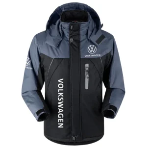 Volkswagen Exclusive Logo Outdoor Plush Charging Suit Waterproof Windproof Jacket Detachable Hood BLC21525A1VWG - Black