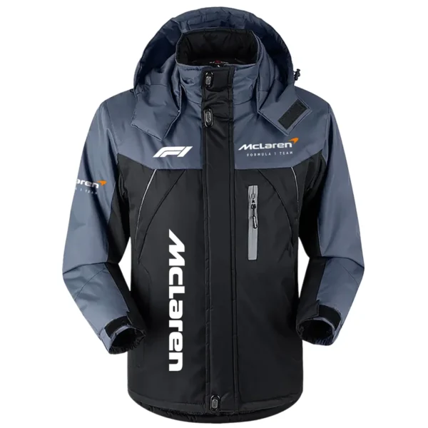 McLaren F1 Team Exclusive Logo Outdoor Plush Charging Suit Waterproof Windproof Jacket Detachable Hood BLF130525A1MCL - Black