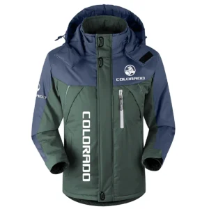 Colorado Exclusive Logo Outdoor Plush Charging Suit Waterproof Windproof Jacket Detachable Hood BLC21525A1CLD - Dark Green
