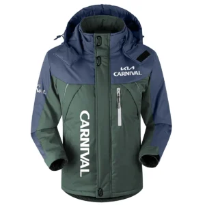Carnival Exclusive Logo Outdoor Plush Charging Suit Waterproof Windproof Jacket Detachable Hood BLC21525A1CNV - Dark Green