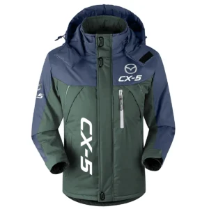 CX-5 Exclusive Logo Outdoor Plush Charging Suit Waterproof Windproof Jacket Detachable Hood BLC21525A1CX5 - Dark Green