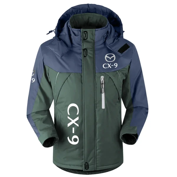 CX-9 Exclusive Logo Outdoor Plush Charging Suit Waterproof Windproof Jacket Detachable Hood BLC21525A1CX9 - Dark Green