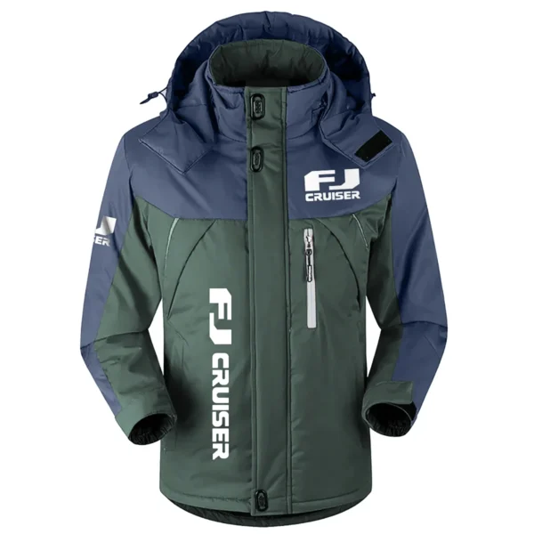 FJ Cruiser Exclusive Logo Outdoor Plush Charging Suit Waterproof Windproof Jacket Detachable Hood BLC21525A1FJC - Dark Green