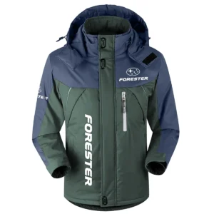 Forester Exclusive Logo Outdoor Plush Charging Suit Waterproof Windproof Jacket Detachable Hood BLC21525A1FST - Dark Green