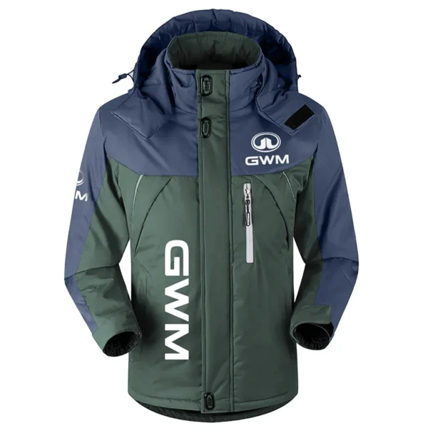 GWM Exclusive Logo Outdoor Plush Charging Suit Waterproof Windproof Jacket Detachable Hood BLC21525A1GWM - Dark Green