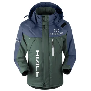 HiAce Exclusive Logo Outdoor Plush Charging Suit Waterproof Windproof Jacket Detachable Hood BLC21525A1HIA - Dark Green
