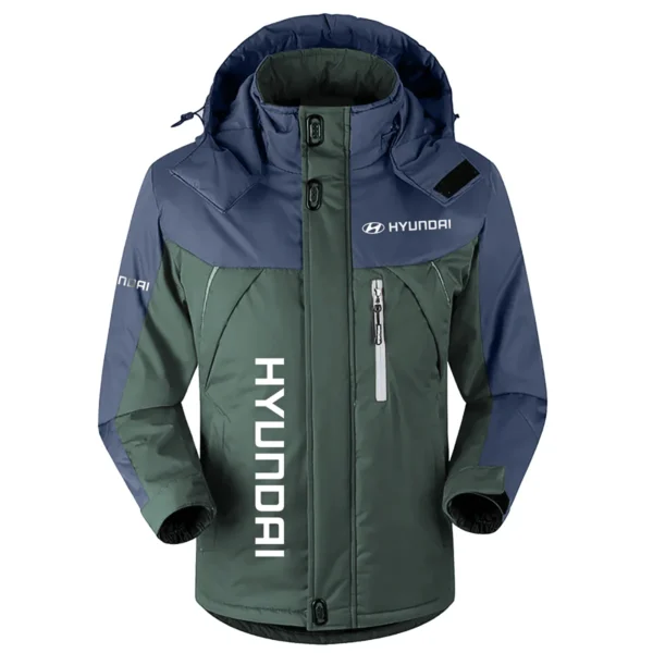 Hyundai Exclusive Logo Outdoor Plush Charging Suit Waterproof Windproof Jacket Detachable Hood BLC21525A1HYD - Dark Green