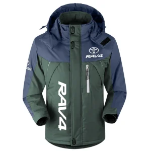 Toyota RAV4 Exclusive Logo Outdoor Plush Charging Suit Waterproof Windproof Jacket Detachable Hood BLC21525A1RAV4 - Dark Green