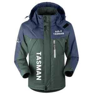 Tasman Exclusive Logo Outdoor Plush Charging Suit Waterproof Windproof Jacket Detachable Hood BLC21525A1TAS - Dark Green