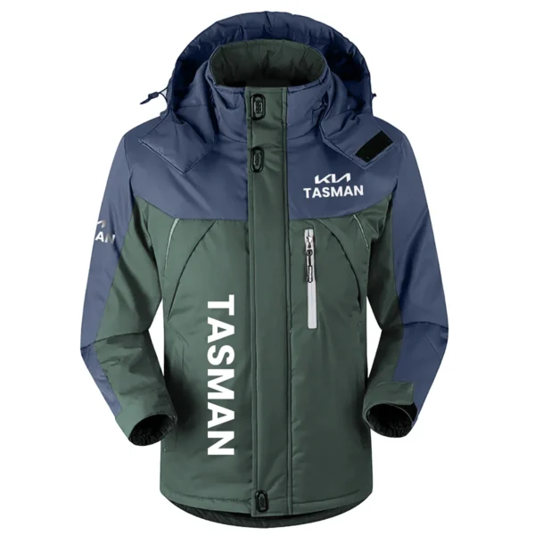 Tasman Exclusive Logo Outdoor Plush Charging Suit Waterproof Windproof Jacket Detachable Hood BLC21525A1TAS - Dark Green