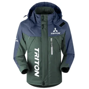 Triton Exclusive Logo Outdoor Plush Charging Suit Waterproof Windproof Jacket Detachable Hood BLC21525A1TRT - Dark Green