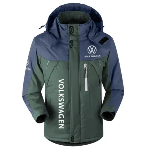 Volkswagen Exclusive Logo Outdoor Plush Charging Suit Waterproof Windproof Jacket Detachable Hood BLC21525A1VWG - Dark Green