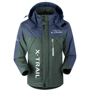 X-Trail Exclusive Logo Outdoor Plush Charging Suit Waterproof Windproof Jacket Detachable Hood BLC21525A1XTL - Dark Green
