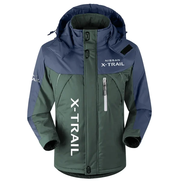 X-Trail Exclusive Logo Outdoor Plush Charging Suit Waterproof Windproof Jacket Detachable Hood BLC21525A1XTL - Dark Green
