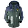Ferrari F1 Team Exclusive Logo Outdoor Plush Charging Suit Waterproof Windproof Jacket Detachable Hood BLF130525A1FRR - Dark Green