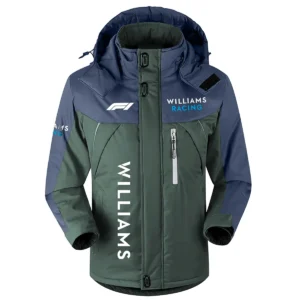 Williams F1 Team Exclusive Logo Outdoor Plush Charging Suit Waterproof Windproof Jacket Detachable Hood BLF130525A1WIL - Dark Green