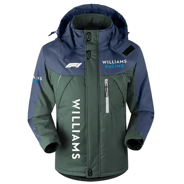 Williams F1 Team Exclusive Logo Outdoor Plush Charging Suit Waterproof Windproof Jacket Detachable Hood BLF130525A1WIL - Dark Green