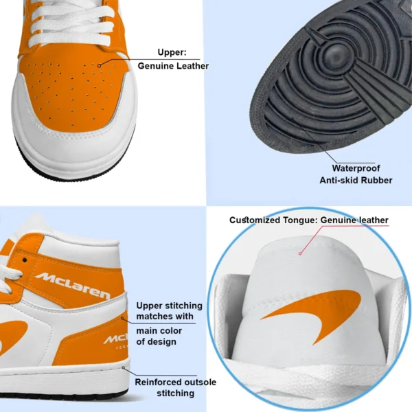 McLaren F1 Exclusive Logo Air Jordan 1 High BLMCL17725A1 - Orange White - Image 4