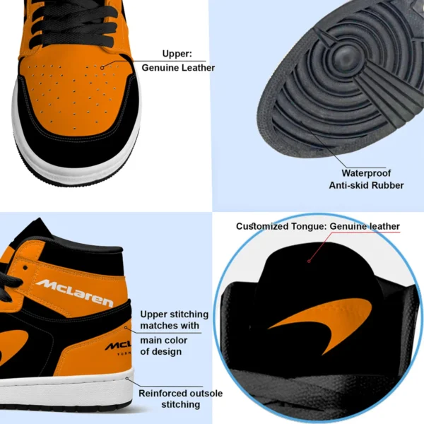 McLaren F1 Exclusive Logo Air Jordan 1 High BLMCL17725A2 - Orange Black - Image 4